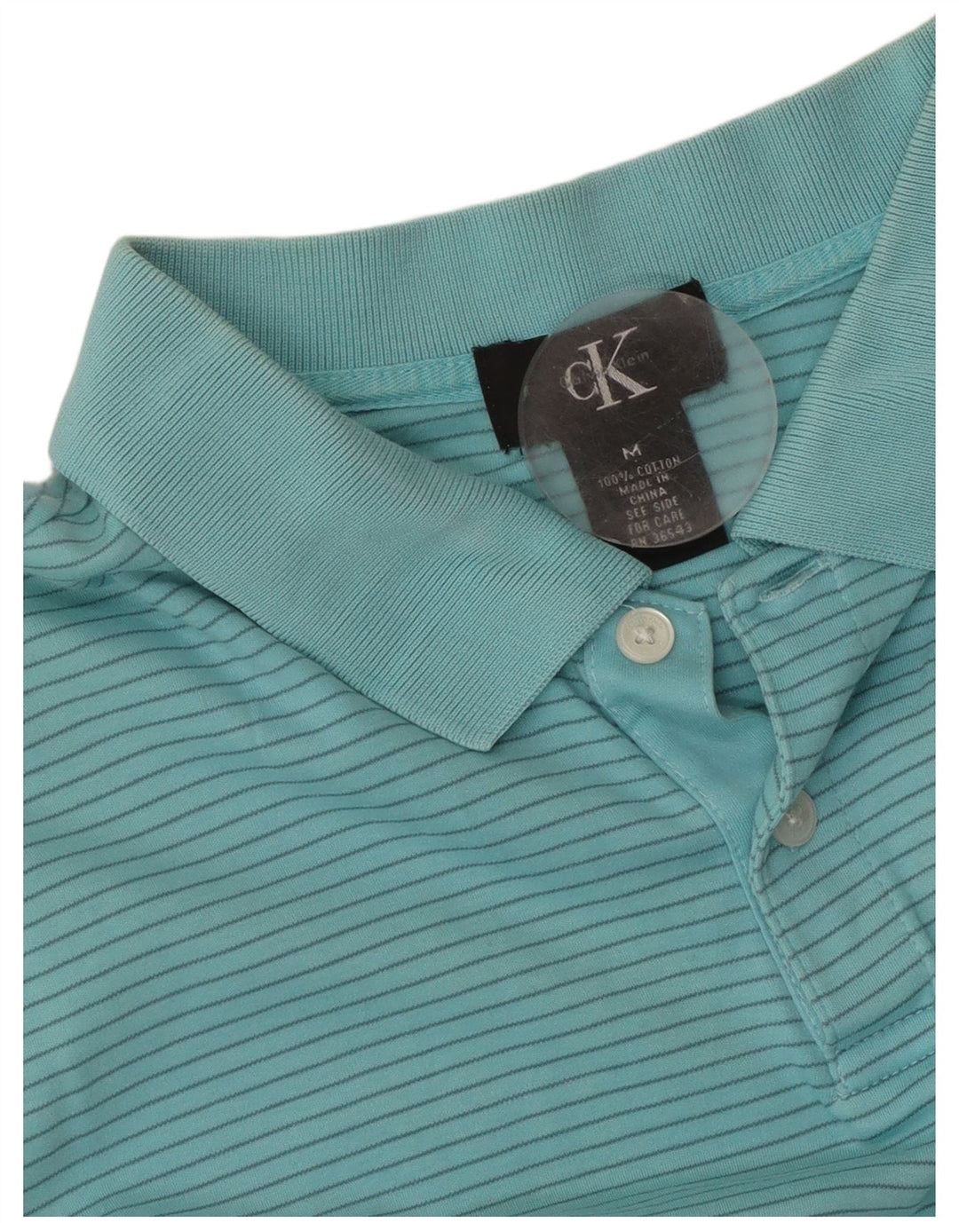 CALVIN KLEIN Polo Homme Bleu Moyen Rayé Coton