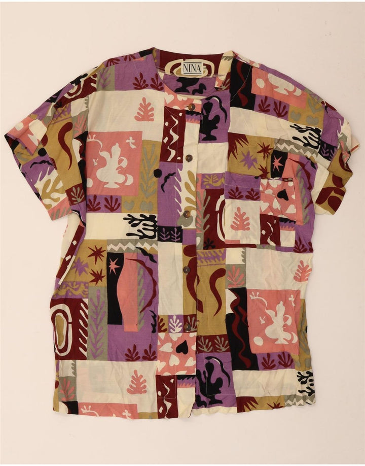 Nina Chemisier à manches courtes pour femme UK 18 XL Patchwork multicolore