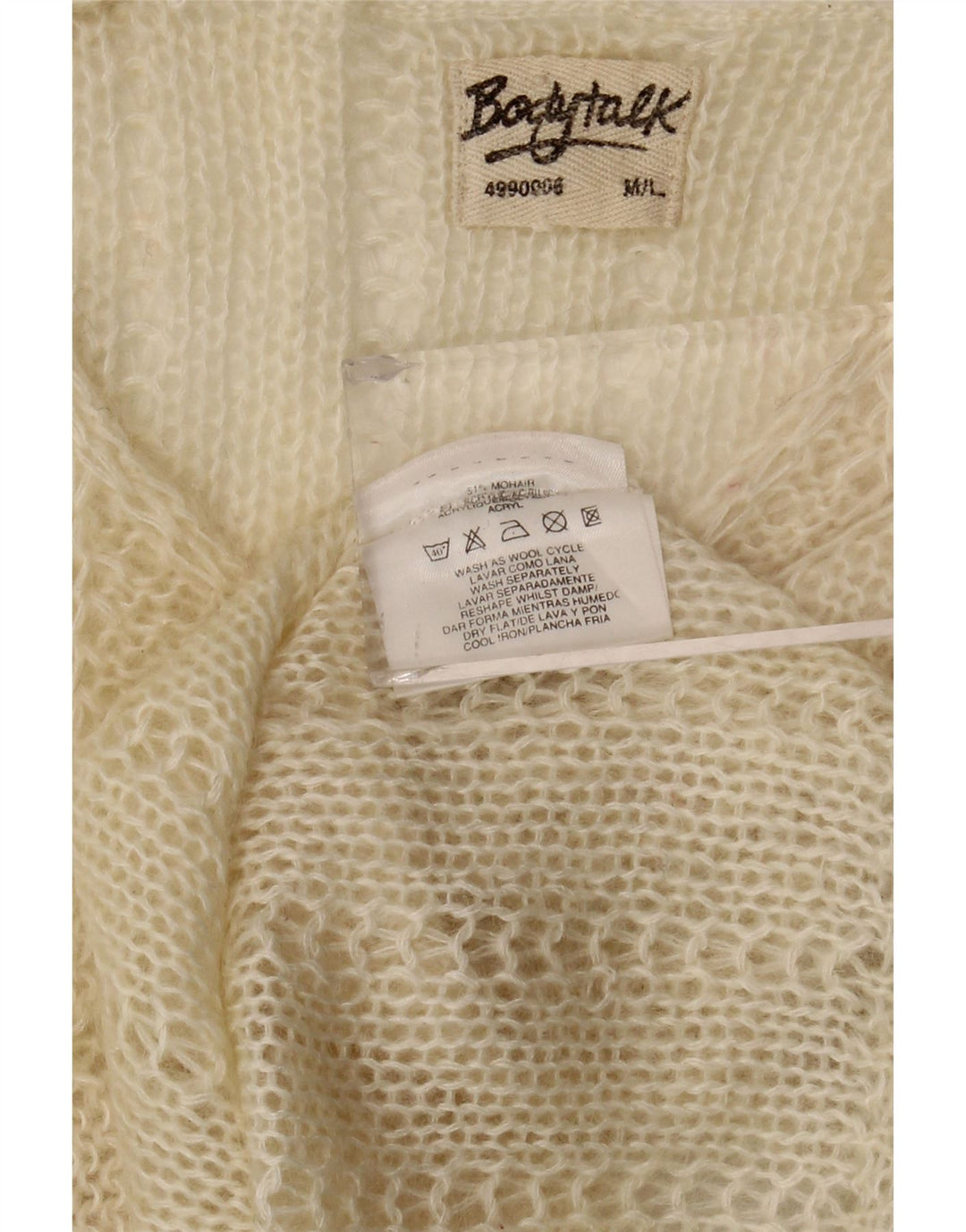 VINTAGE Femmes Crop Boat Neck Jumper Pull UK 12 Beige Moyen