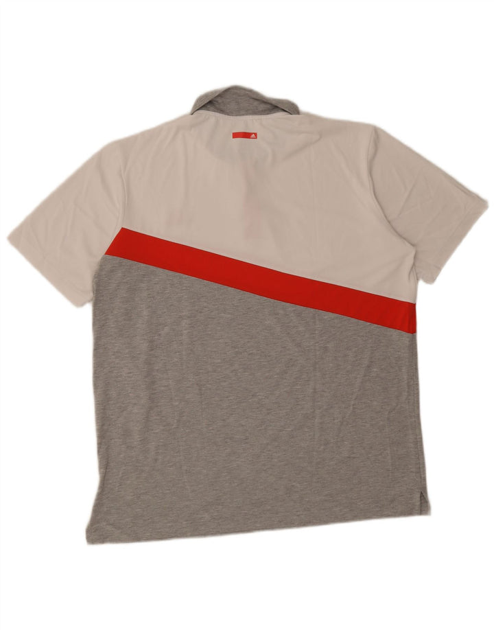 Adidas Hommes Climalite Polo Grand Gris Colorblock Polyester