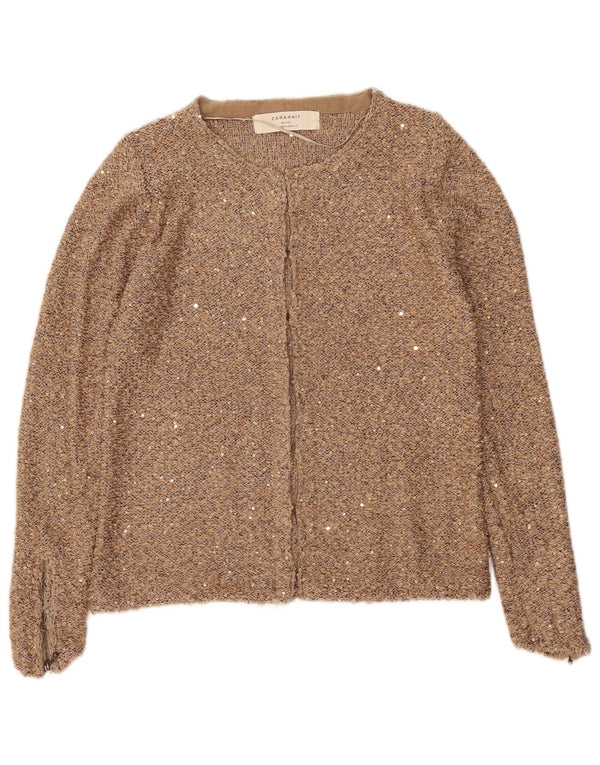 Zara Cardigan Femme Pull UK 12 Beige Moyen
