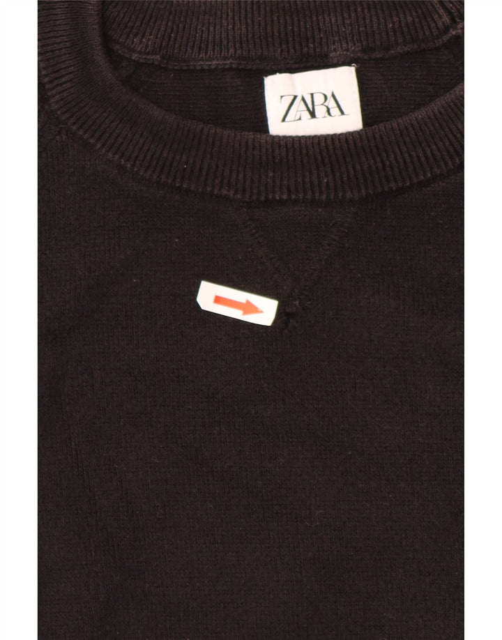 ZARA Pull à col rond pour homme en coton marron moyen