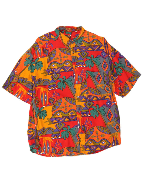Rodrigo Chemise à manches courtes pour homme Taille 41/16 Grand motif géométrique multicolore