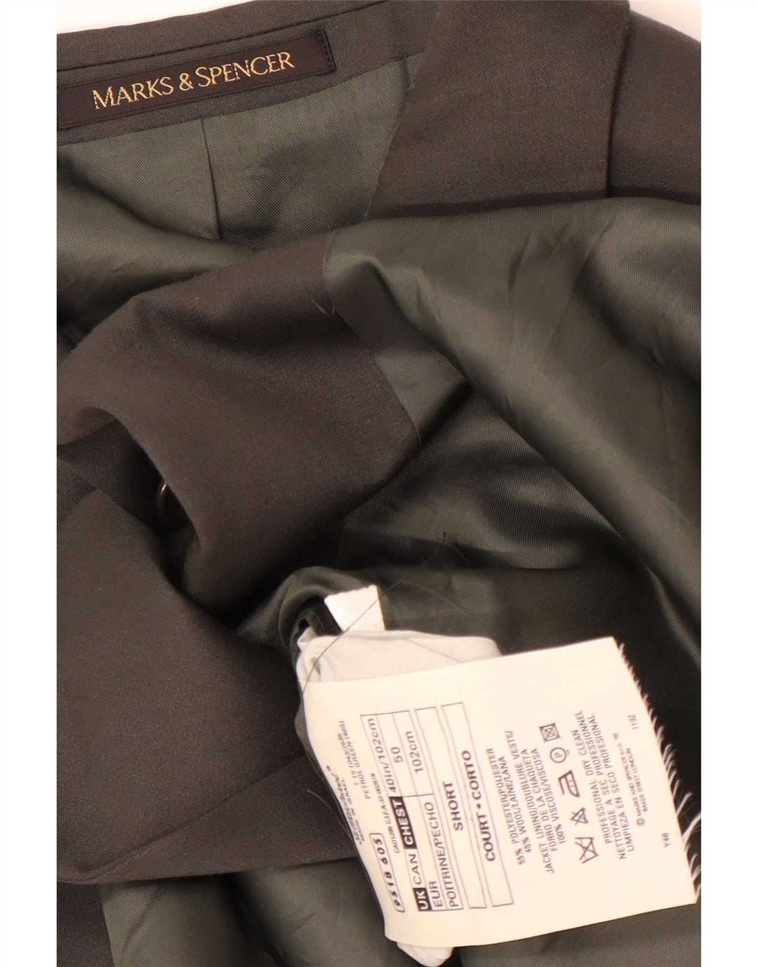 Marks & Spencer Veste blazer double boutonnage pour homme EU 50 Large Kaki