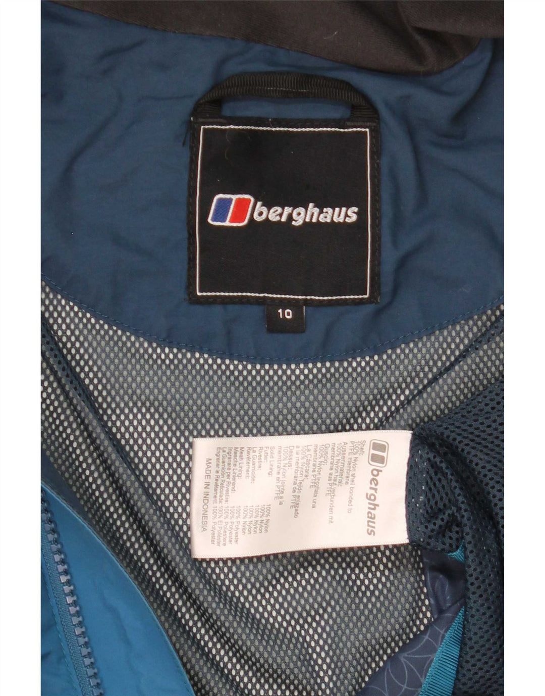 Berghaus Veste de pluie surdimensionnée à capuche pour femme UK 10 Small Bleu Colorblock