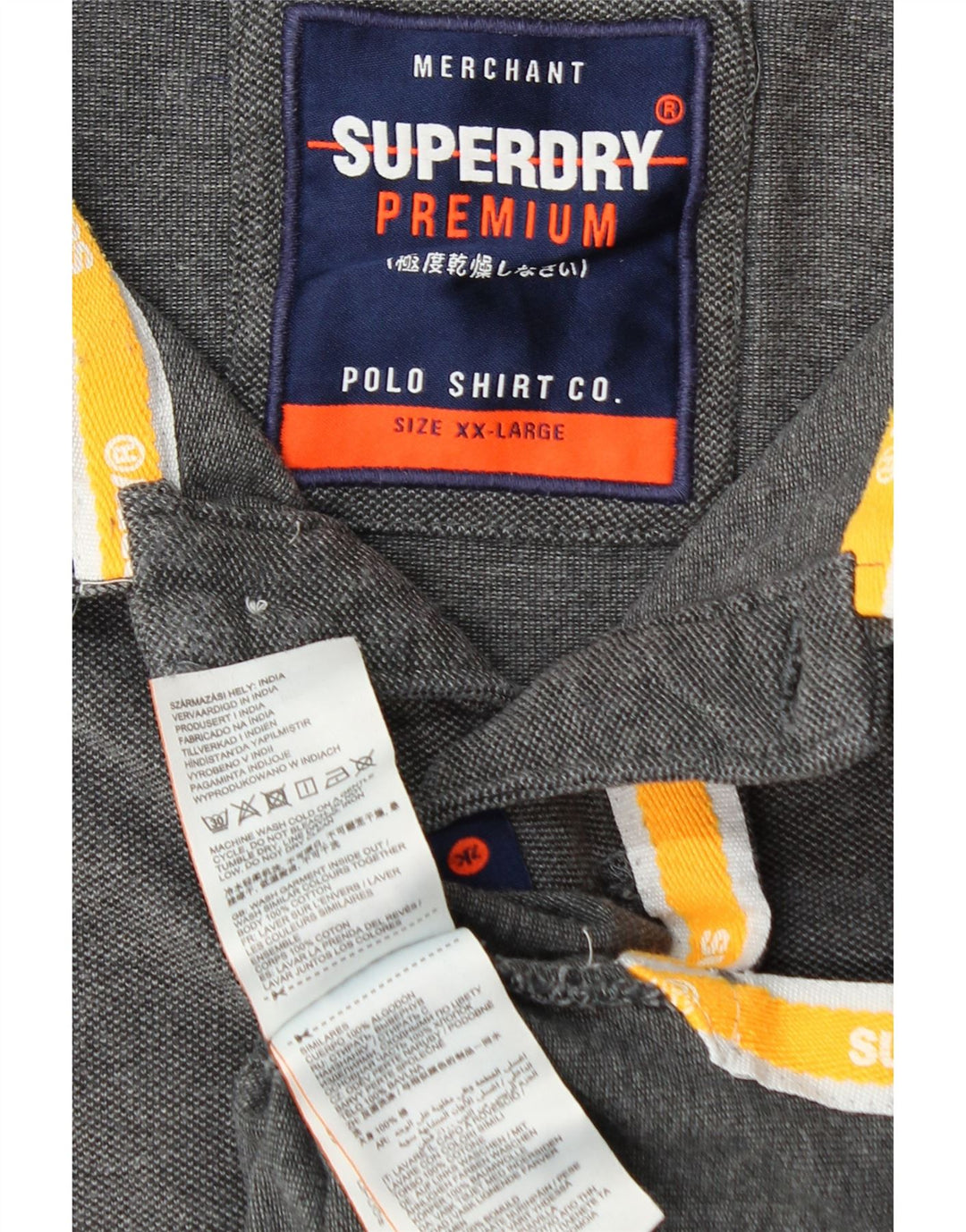 SUPERDRY Polo Homme 2XL Gris Coton
