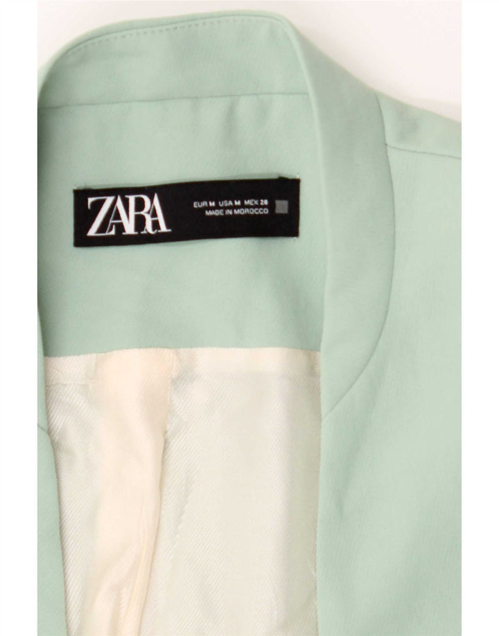Zara Veste Blazer Femme UK 14 Polyester Vert Moyen