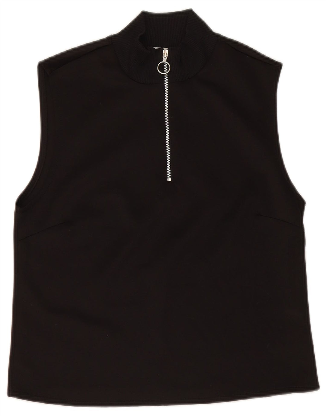 Zara Womens Crop Top UK 12 Coton Noir Moyen