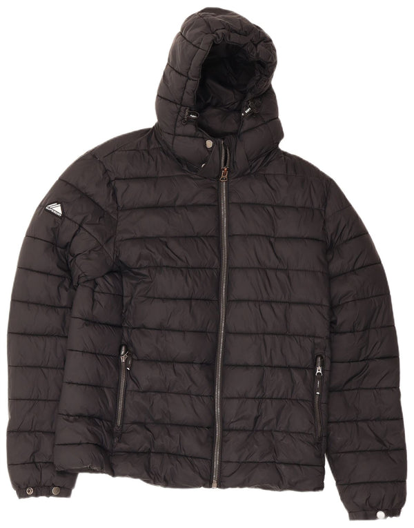 Superdry Veste matelassée à capuche pour hommes UK 40 Large Nylon noir