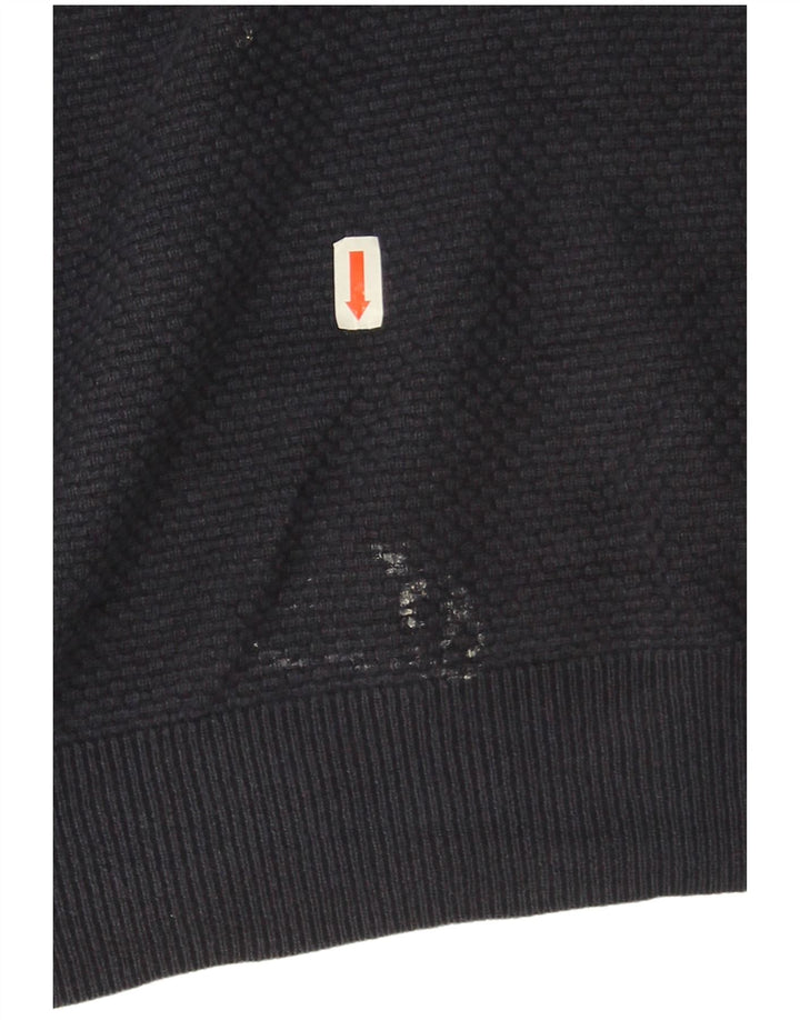 Massimo Dutti Pull col boutonné pour homme en coton bleu marine 2XL