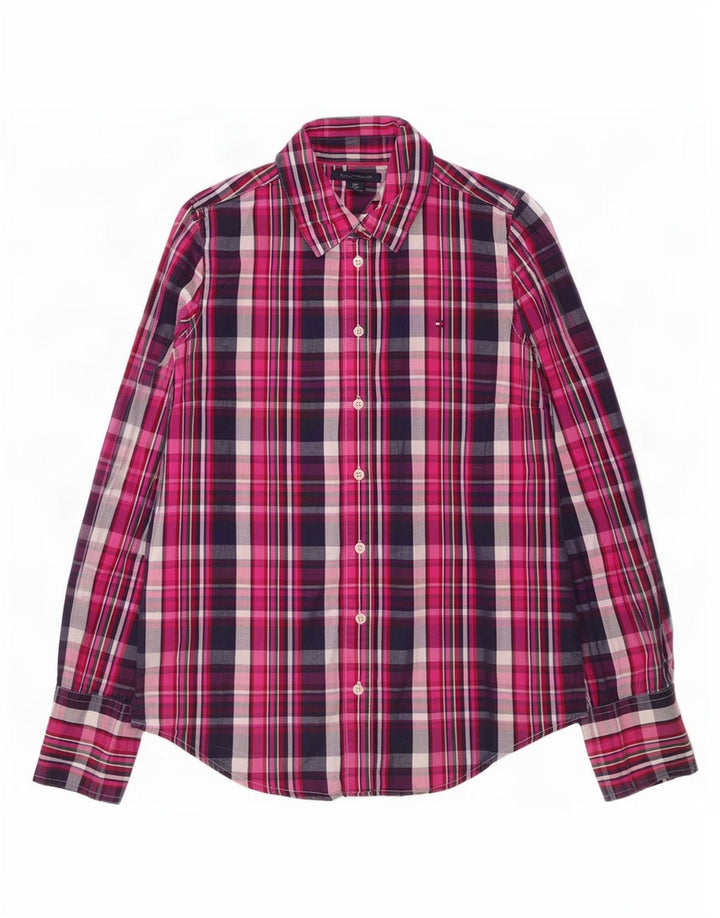 Tommy Hilfiger Chemise Femme UK 10 Petit Coton à Carreaux Rose