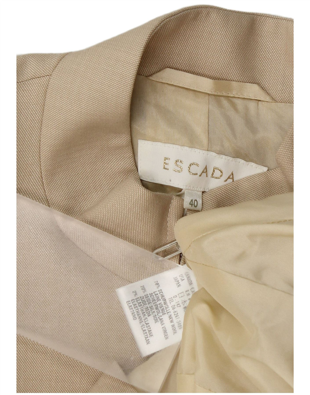 Escada Veste Blazer Femme IT 40 Petite Laine Beige