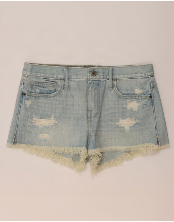 Abercrombie & Fitch Short en jean vieilli pour femme US 4 Small W27 Bleu