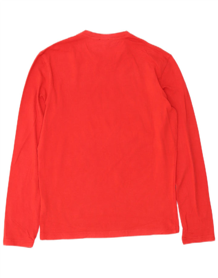 CALVIN KLEIN JEANS Haut Femme Manches Longues UK 14 Coton Rouge Moyen