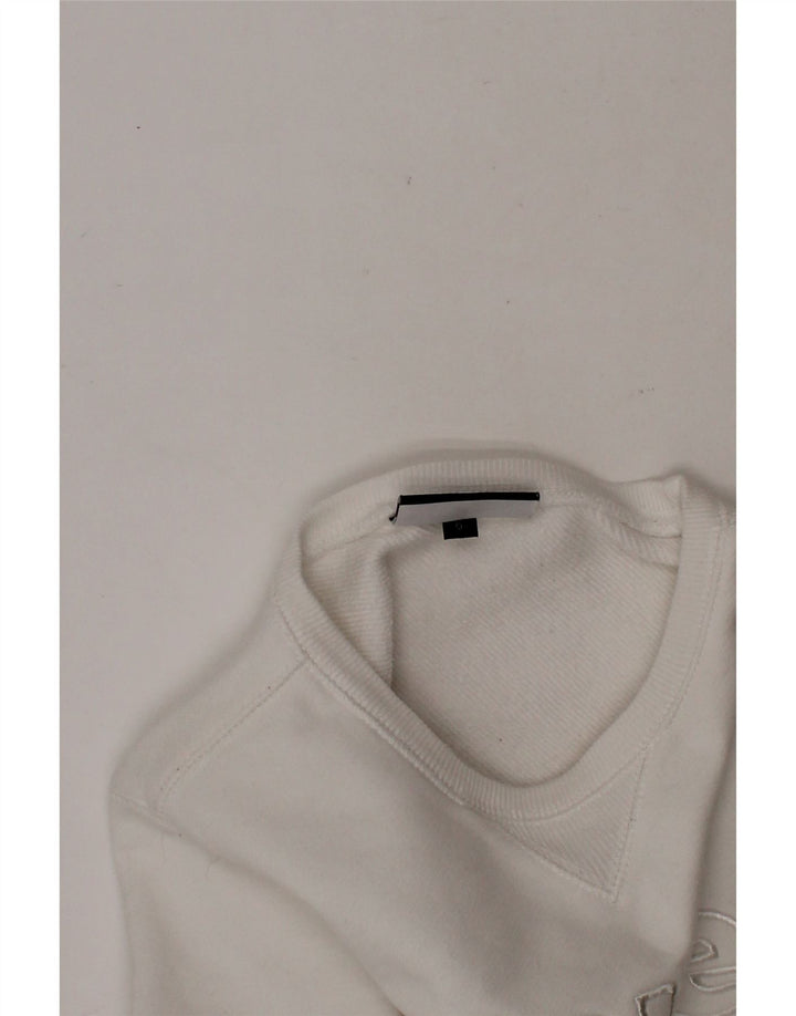 BLAUER Girls Graphic Sweatshirt Jumper 5-6 Years White Cotton Vintage Blauer and Second-Hand Blauer from Messina Hembry 
