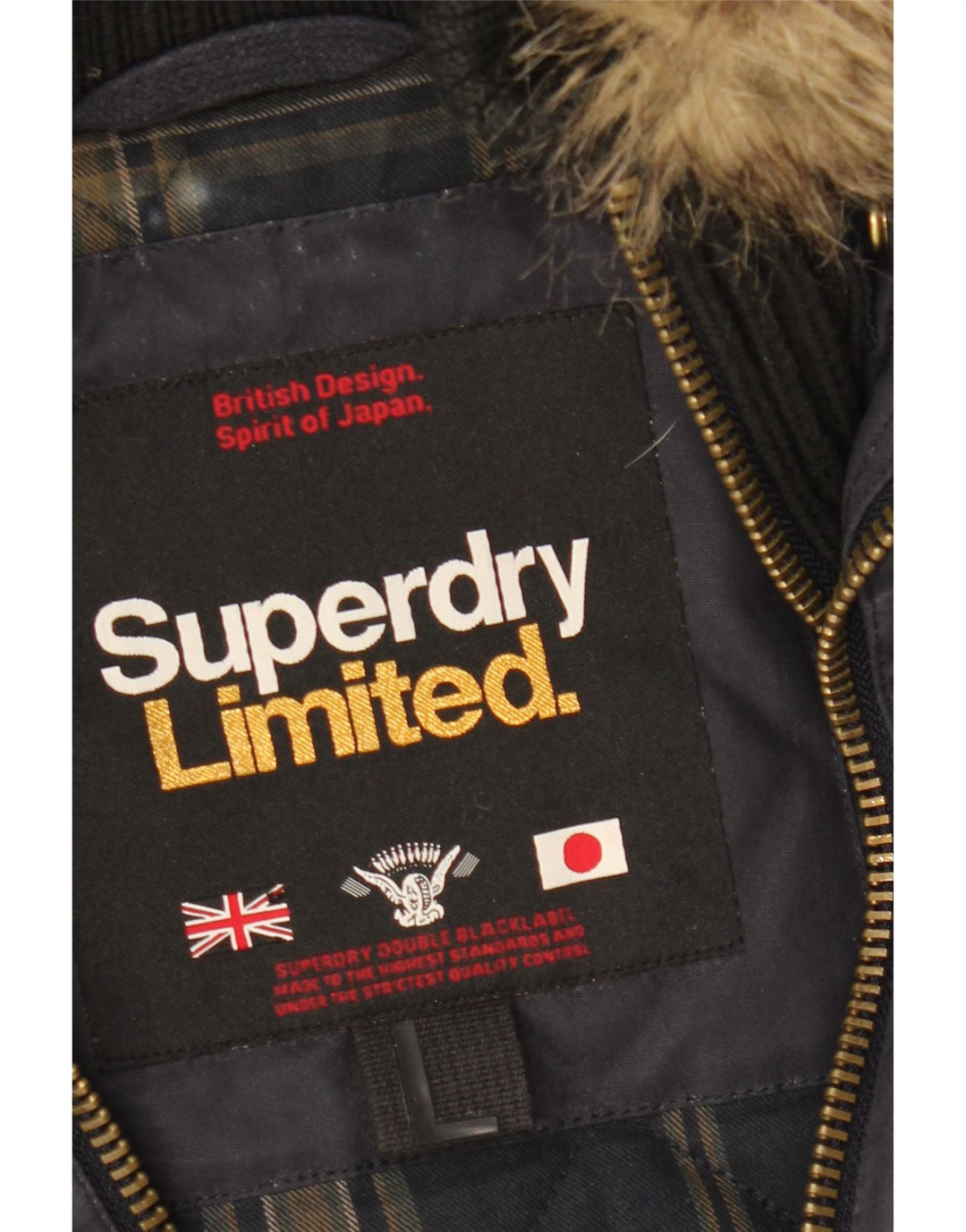 SUPERDRY Veste Parka à Capuche Femme UK 16 Large Bleu Marine Coton