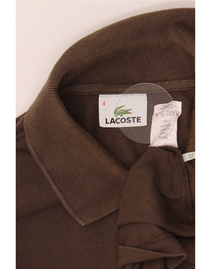 Lacoste Polo à manches longues pour homme Taille 4 Coton marron moyen