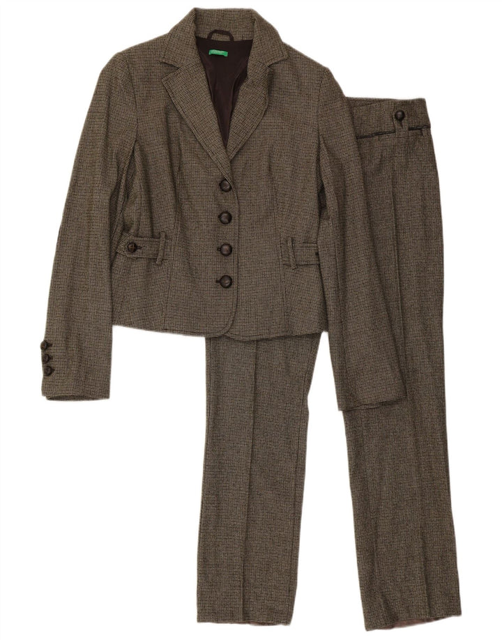 Benetton Costume 2 Pièces Femme IT 44 Medium W32 L31 Vert Pied-de-Poule