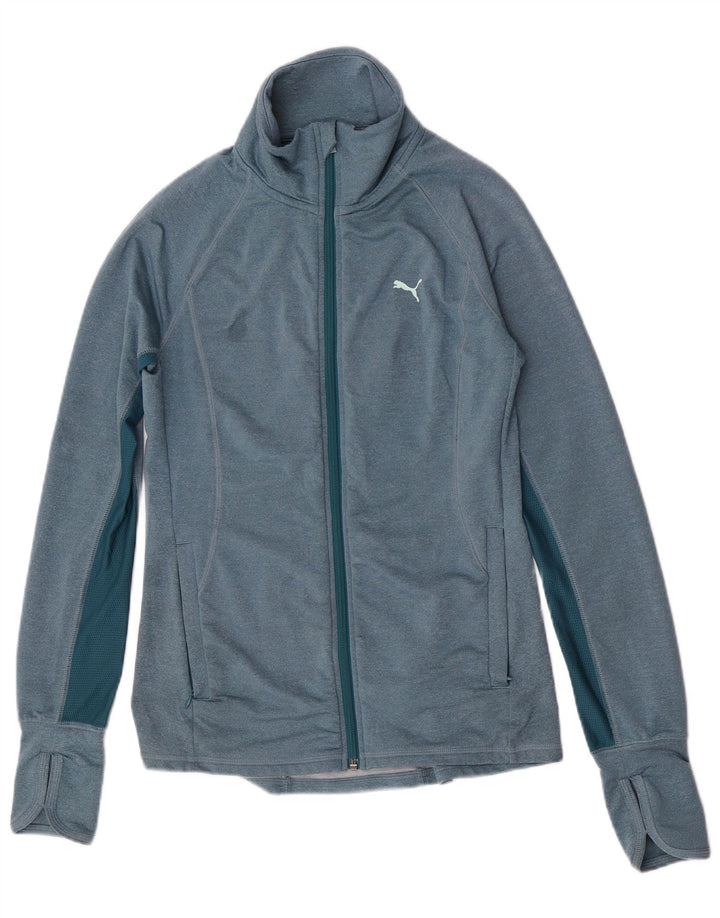 Puma Veste de survêtement pour femme UK 8 Small Bleu Colorblock Polyester