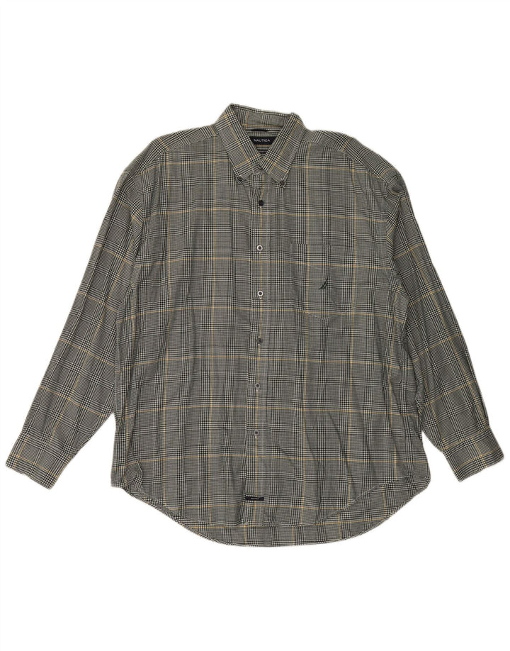 Nautica Chemise en flanelle pour homme XL Gris à carreaux en coton