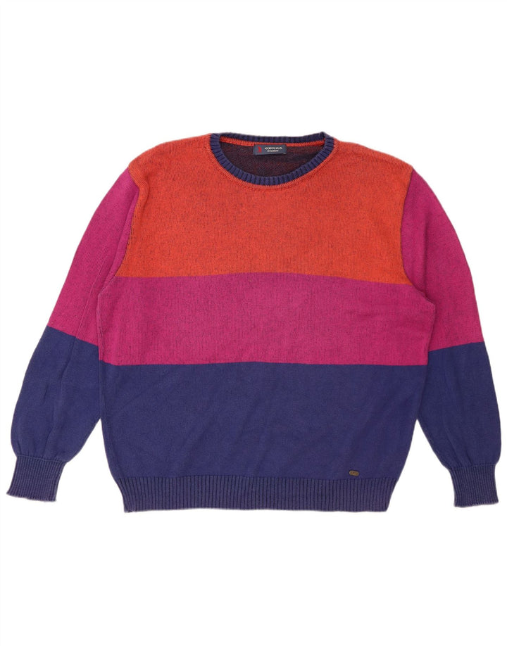 GENOA Pull à col rond pour femme UK 18 XL Multicolore Colourblock