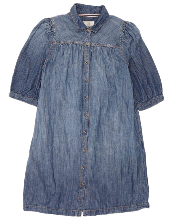 Fat Face Robe en jean à manches 3/4 pour femme UK 12 Bleu moyen Coton