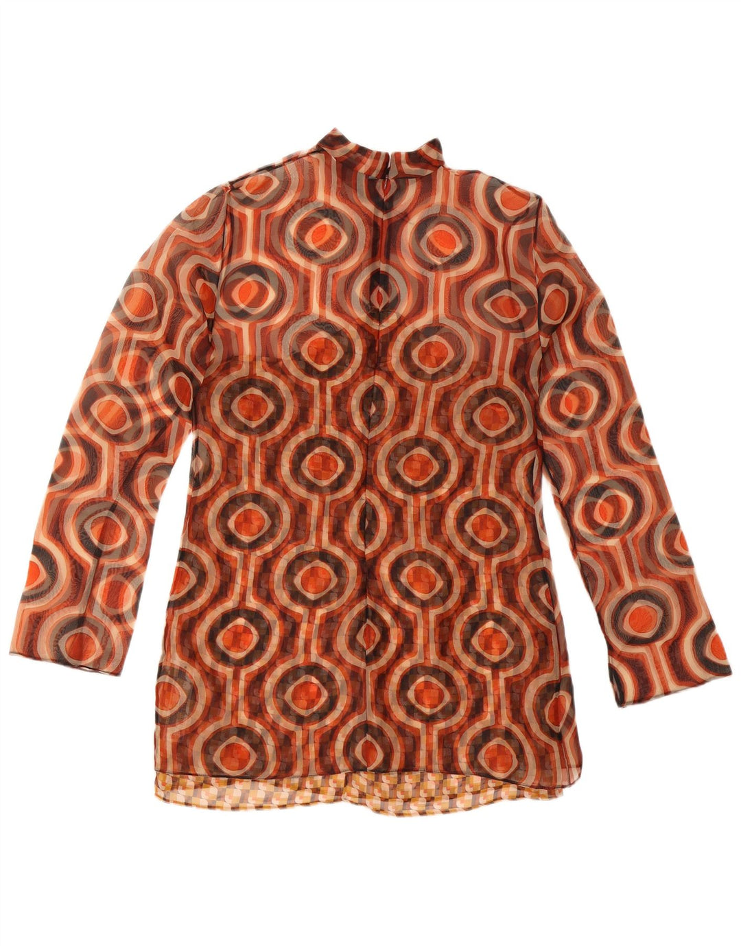 Zara Tunique à manches longues pour femme UK 12 Polyester géométrique marron moyen