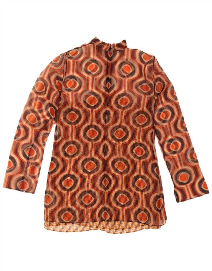Zara Tunique à manches longues pour femme UK 12 Polyester géométrique marron moyen