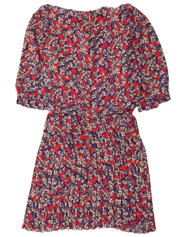 vintage Femmes 3/4 Manches Gaine Robe US 8 Moyen Multicolore Floral