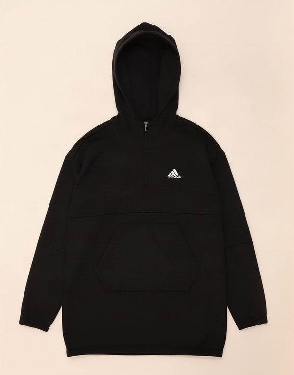 Adidas Pull à capuche surdimensionné avec col zippé pour femme UK 8/10 Petit Noir