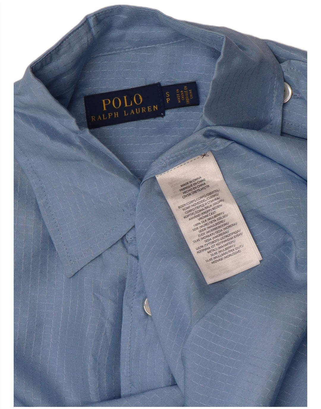 Polo Ralph Lauren Chemise militaire homme petit carreaux bleus en soie