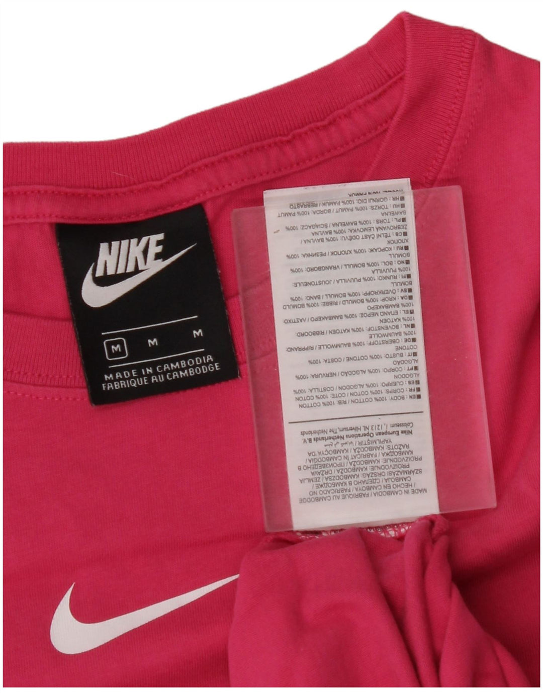 NIKE Haut graphique à manches longues pour femme UK 14 Coton rose moyen