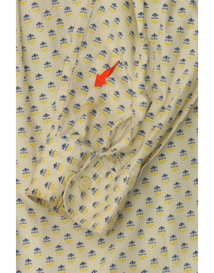 UNIFORM Chemise ample à motif abstrait pour femme UK 14 Coton jaune moyen