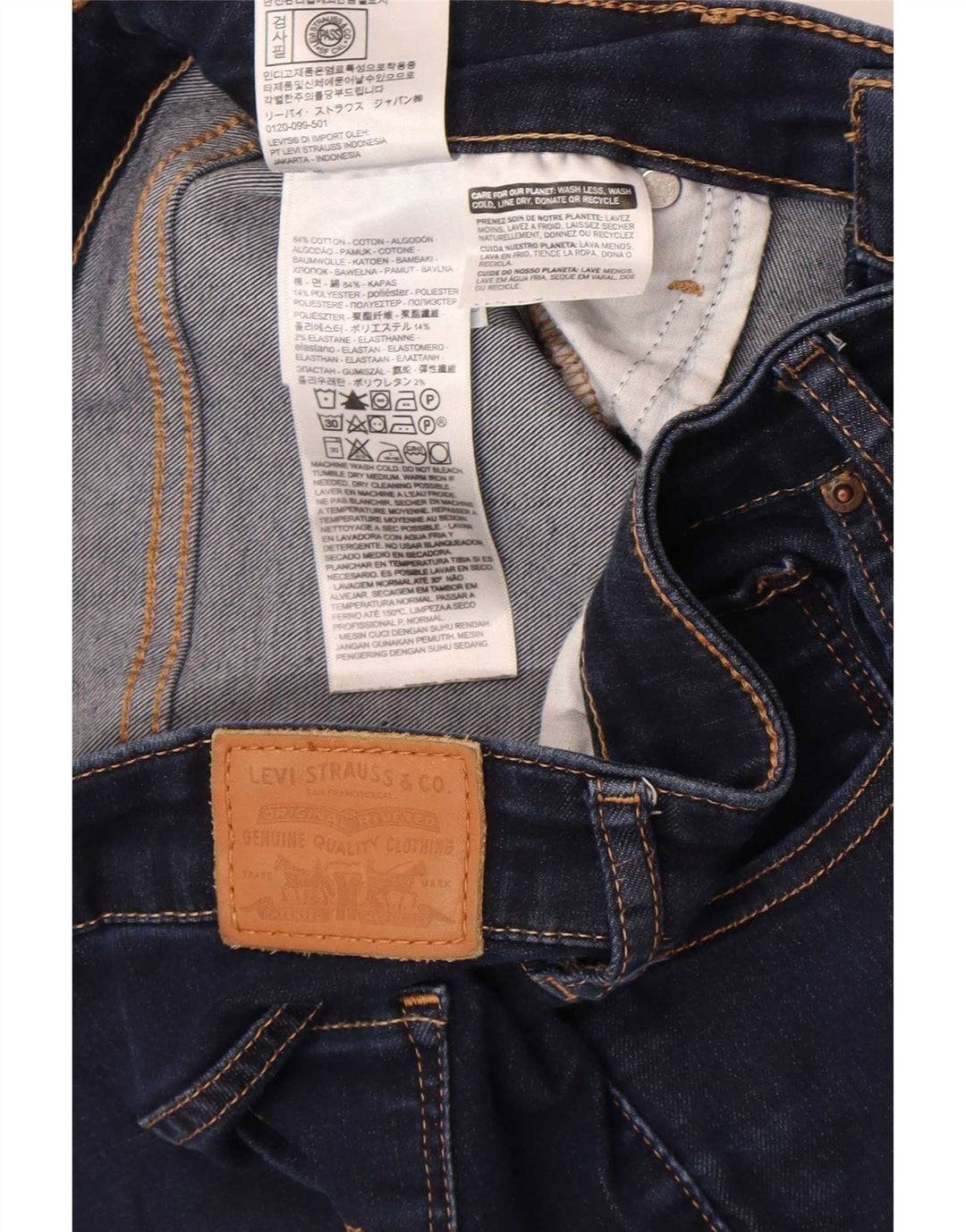 Levi's Jean Slim 712 Femme W30 L32 Bleu Marine Coton