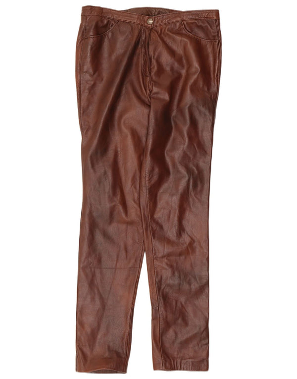 Pantalon en cuir slim femme vintage W32 L31 Marron