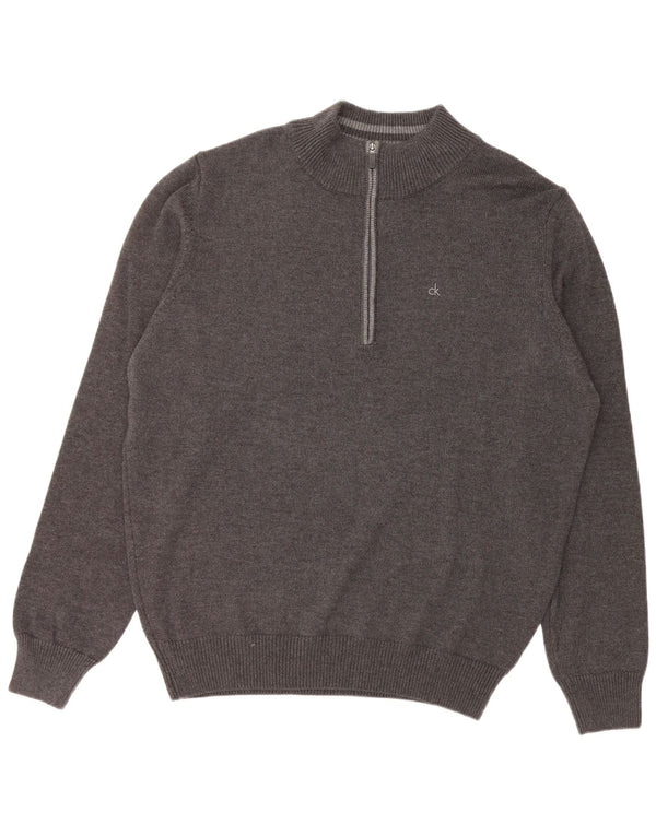 CALVIN KLEIN Pull de golf à col zippé pour homme 2XL Gris Coton