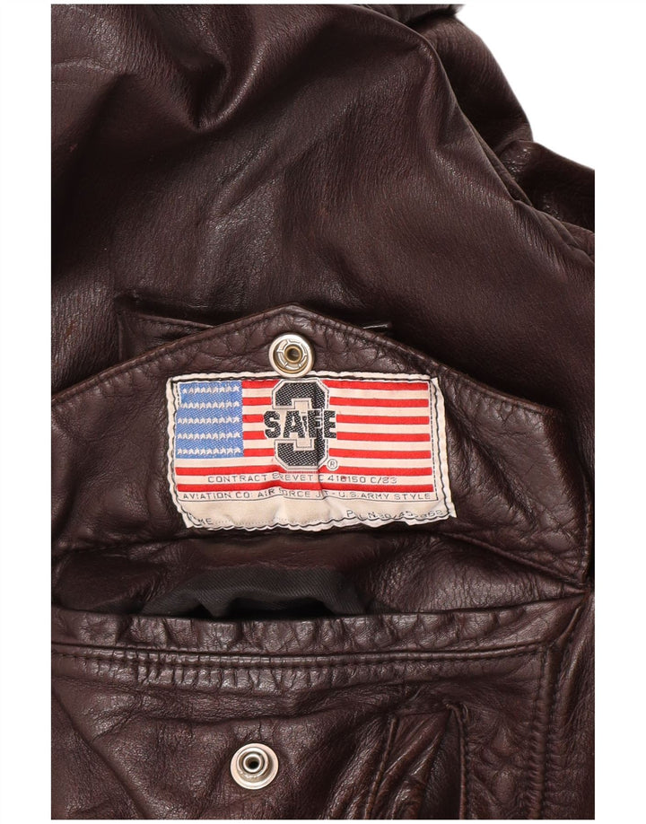 veste en cuir homme vintage UK 40 Grand cuir brun