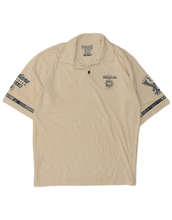 Foxhound Polo Graphique Homme Coton Beige Moyen Rétro