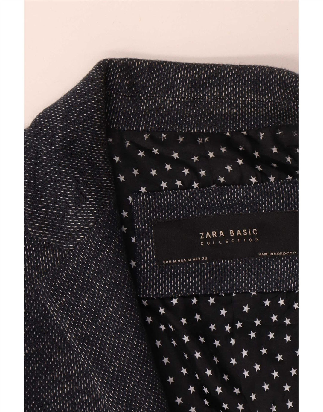 Zara Veste Blazer 1 Bouton Femme UK 12 Bleu Marine Moyen Moucheté