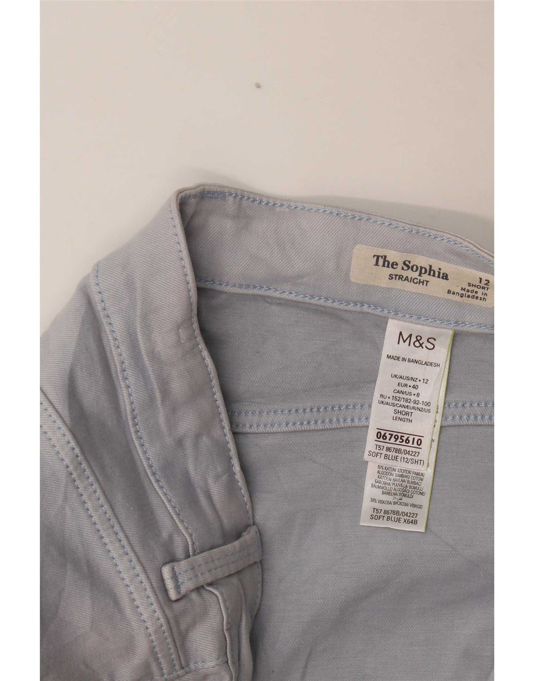 Marks & Spencer Pantalon court décontracté pour femme UK 12 Medium W30 L30 Bleu
