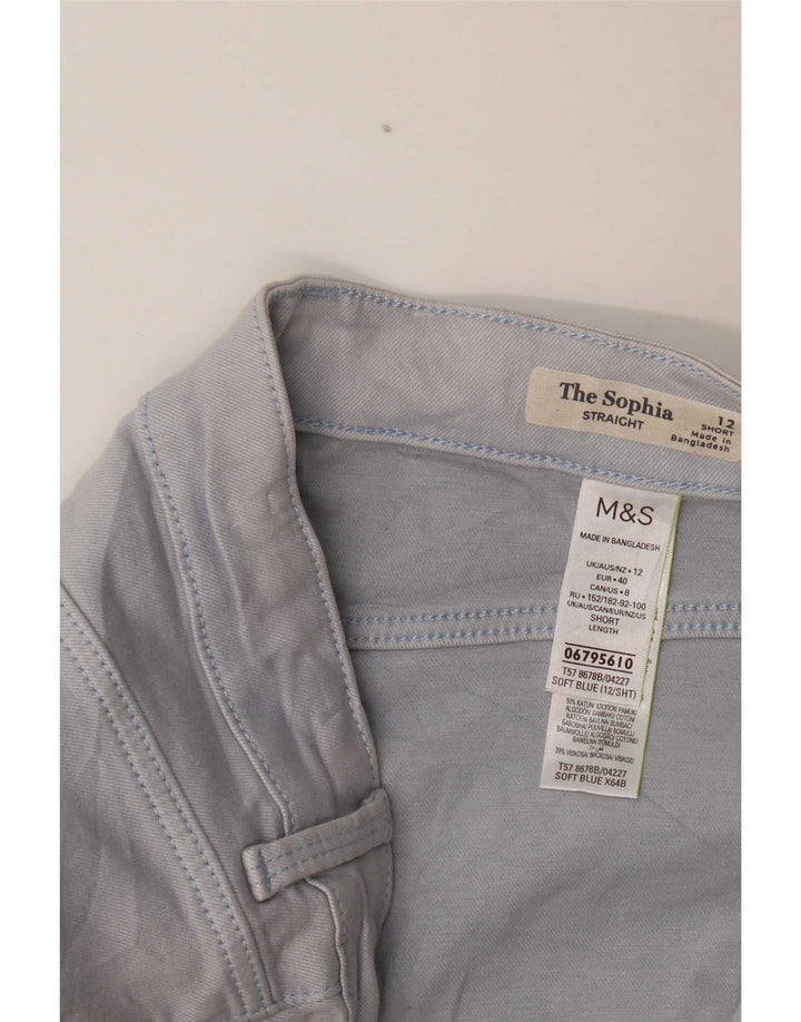 Marks & Spencer Pantalon court décontracté pour femme UK 12 Medium W30 L30 Bleu