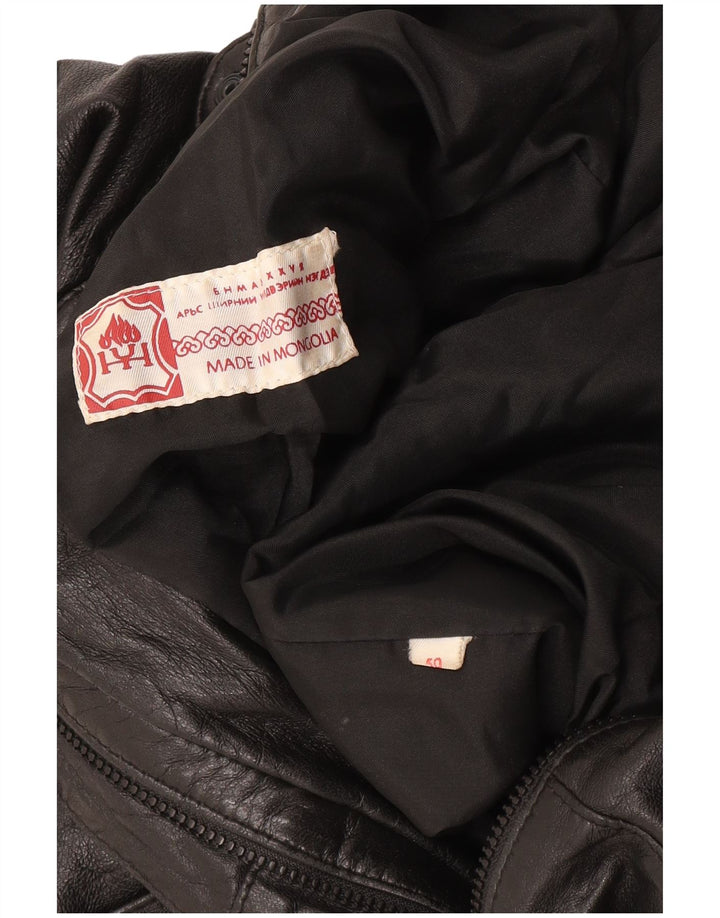 veste en cuir surdimensionnée femme vintage EU 50 XL Noir