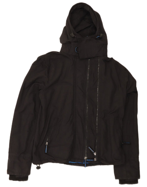 Superdry Veste coupe-vent à capuche pour femme UK 14 Medium Black Nylon