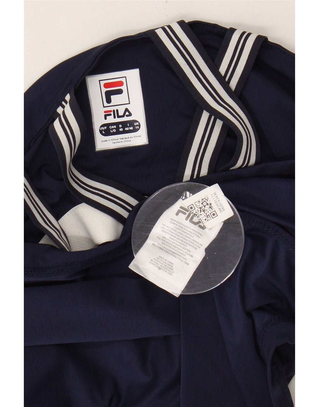 FILA Womens Cami Top UK 14 Large  Navy Blue Nylon Vintage Fila and Second-Hand Fila from Messina Hembry 