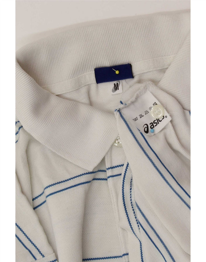 Asics Polo Homme Coton Rayé Blanc Moyen
