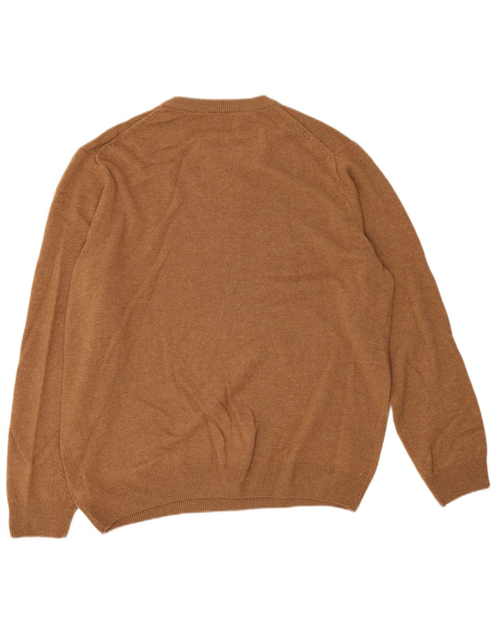 Marks & Spencer Pull à col rond pour homme 2XL en laine d'agneau marron