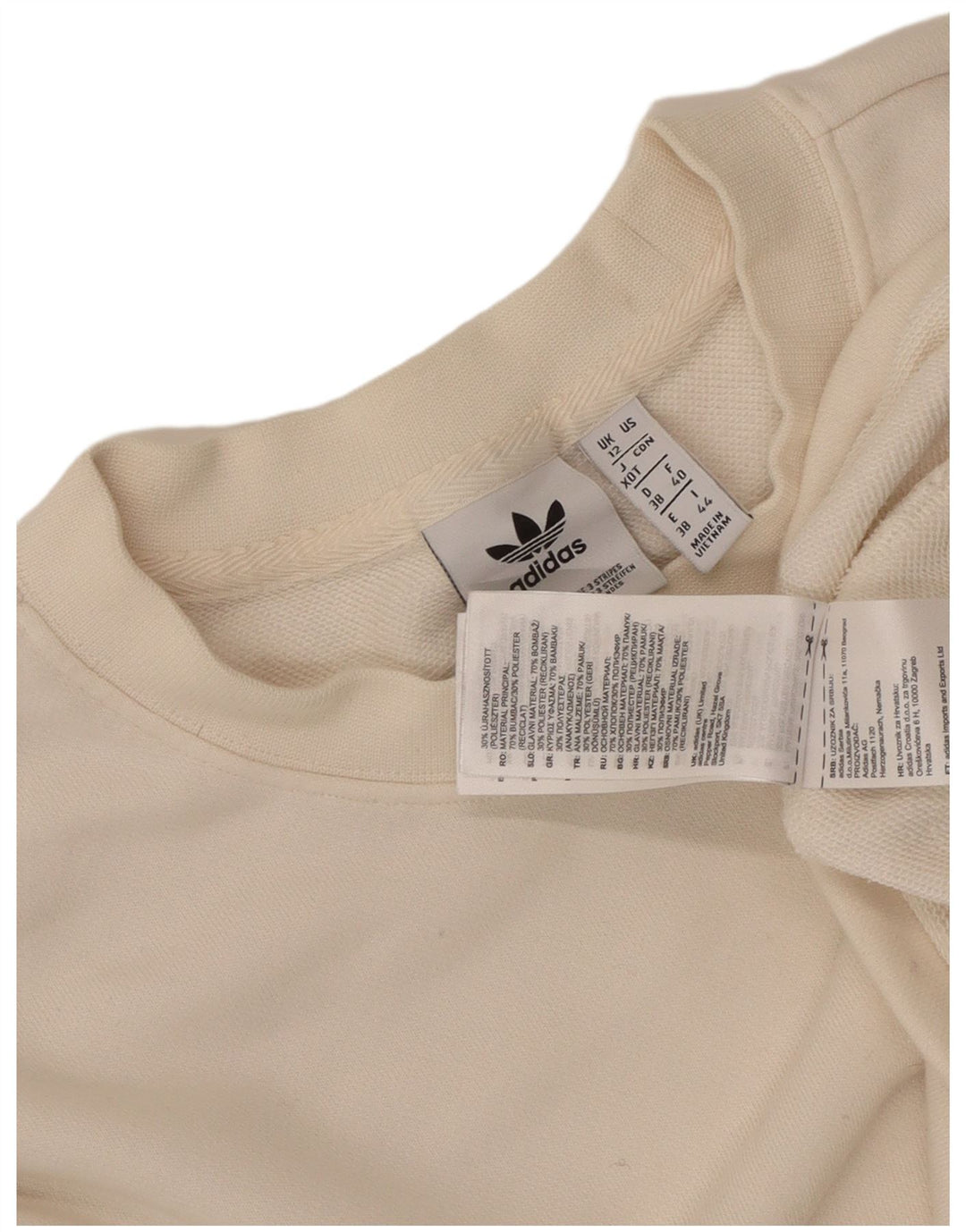 Adidas Sweat-shirt surdimensionné graphique pour femme UK 12 en coton blanc moyen