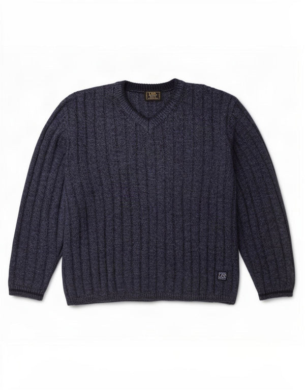 Lee Pull Col V Homme XL Bleu Marine Moucheté Acrylique