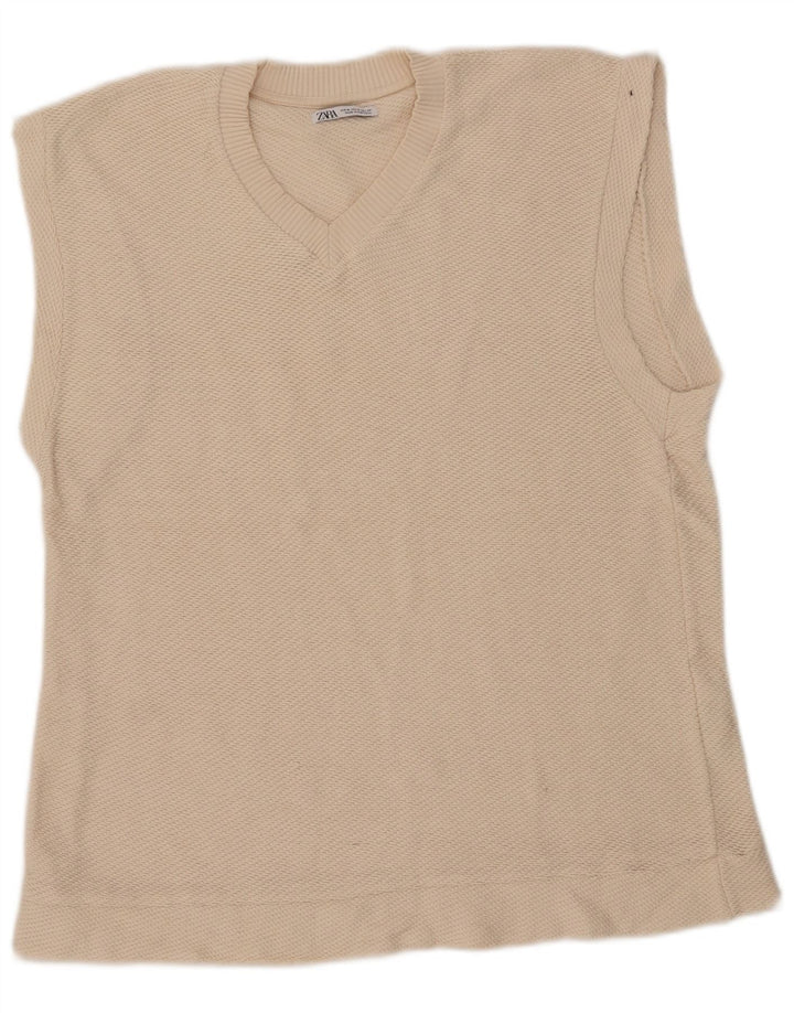 Zara Homme Débardeur Débardeur Medium Blanc Cassé Coton