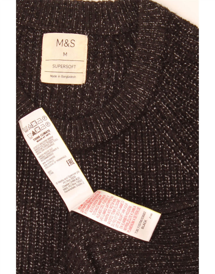 Marks & Spencer Pull à col rond pour homme Noir moyen moucheté